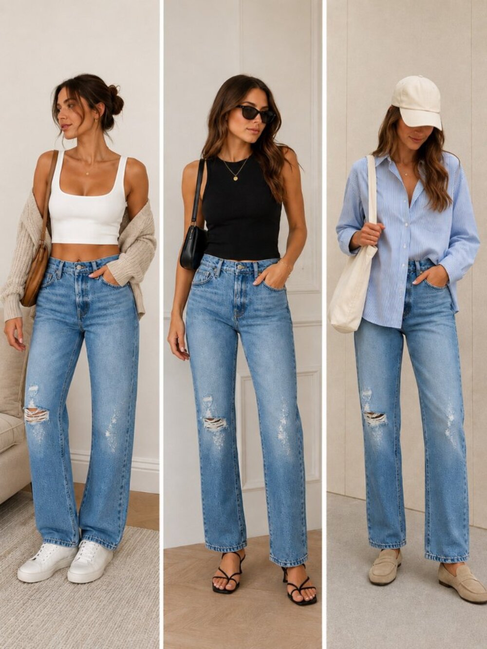 FRAME Le Slouch Boyfriend Jeans 28 Bluejay Rips Relaxed Denim LSLJ727